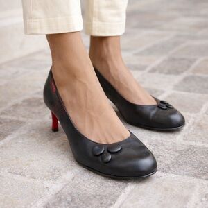 Miss Sixty EU 39 Black Leather Heels Red Stiletto Retro Y2K Statement Pumps 2000